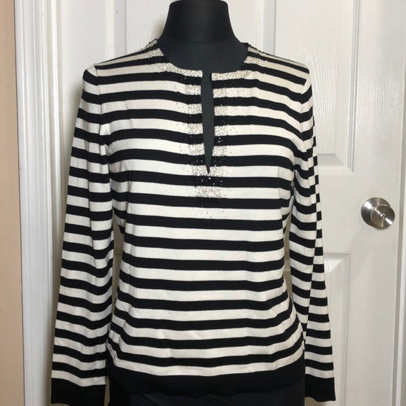 M- Talbots women’s Sweater-shirt long sleeves striped Sz M - Picture 1 of 10